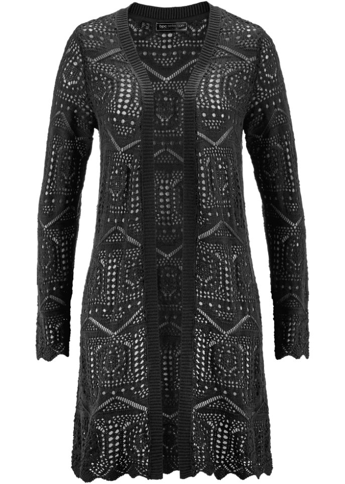 Ajour-Longstrickjacke