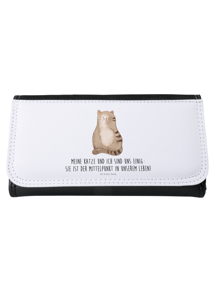 Mr. & Mrs. Panda Damen Portemonnaie Katze Sitzen mit Spruch in Weiß günstig kaufen onesize