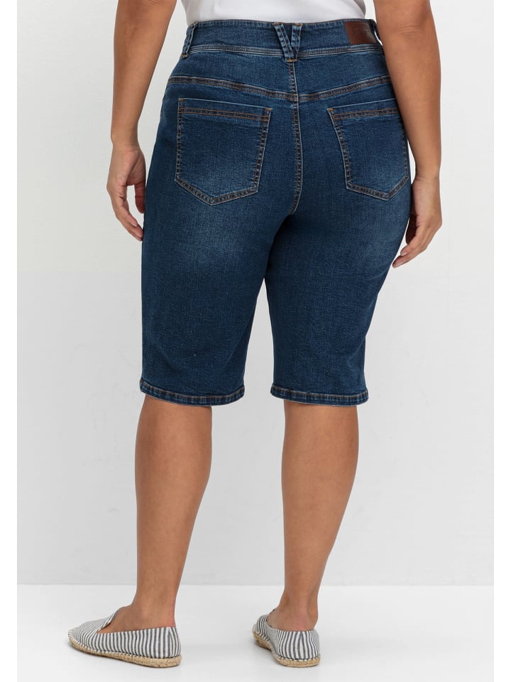 sheego Jeans-Bermudas in dark blue Denim günstig kaufen