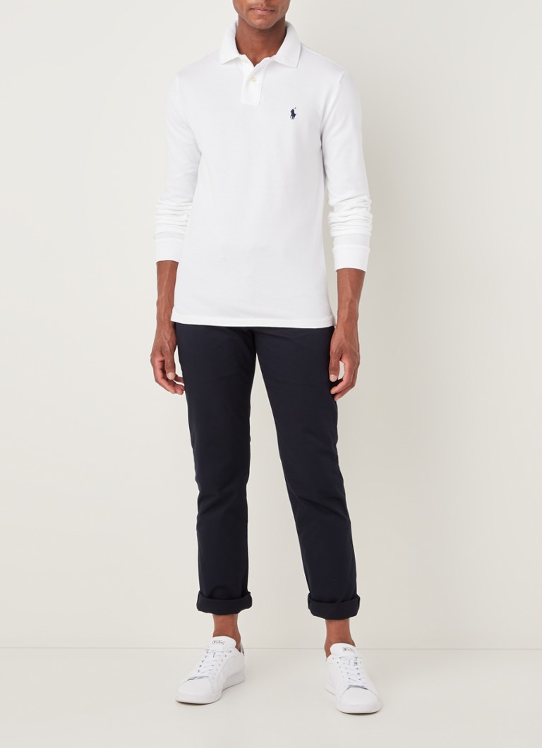 Camisa polo Ralph Lauren slim fit de manga comprida em algodão piqué.
