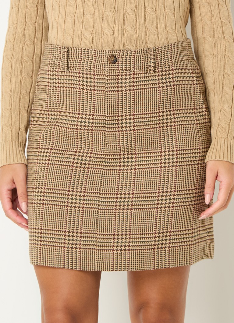 Fustă mini din amestec de lână Ralph Lauren cu model Houndstooth