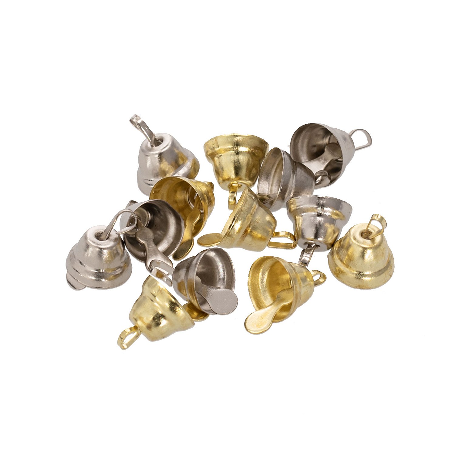 Metall-Glöckchen, silber-gold, 1,2 cm, 48 Stück