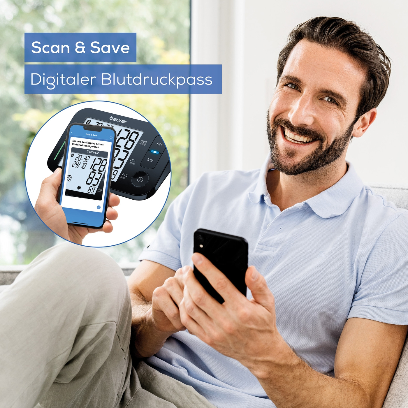 Beurer Oberam-Blutdruck-messgerät BM 54-Bluetooth® Oberarm-Blutdruckmessgerät mit Risiko-Indikator