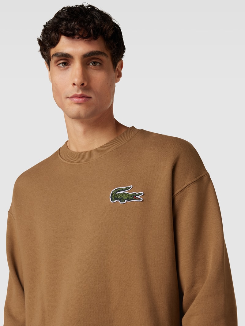 Sweatshirt mit Label-Stitching in camel