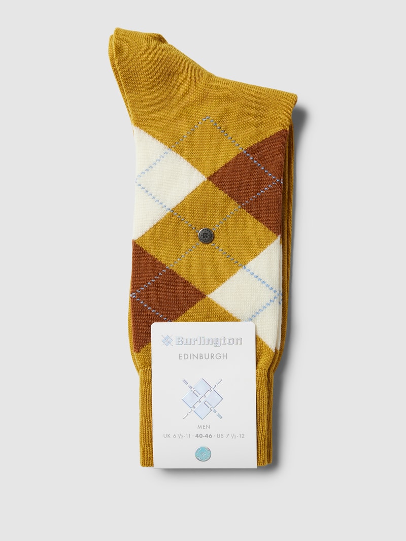 Socken mit Karomuster Modell 'EDINBURGH' in gelb