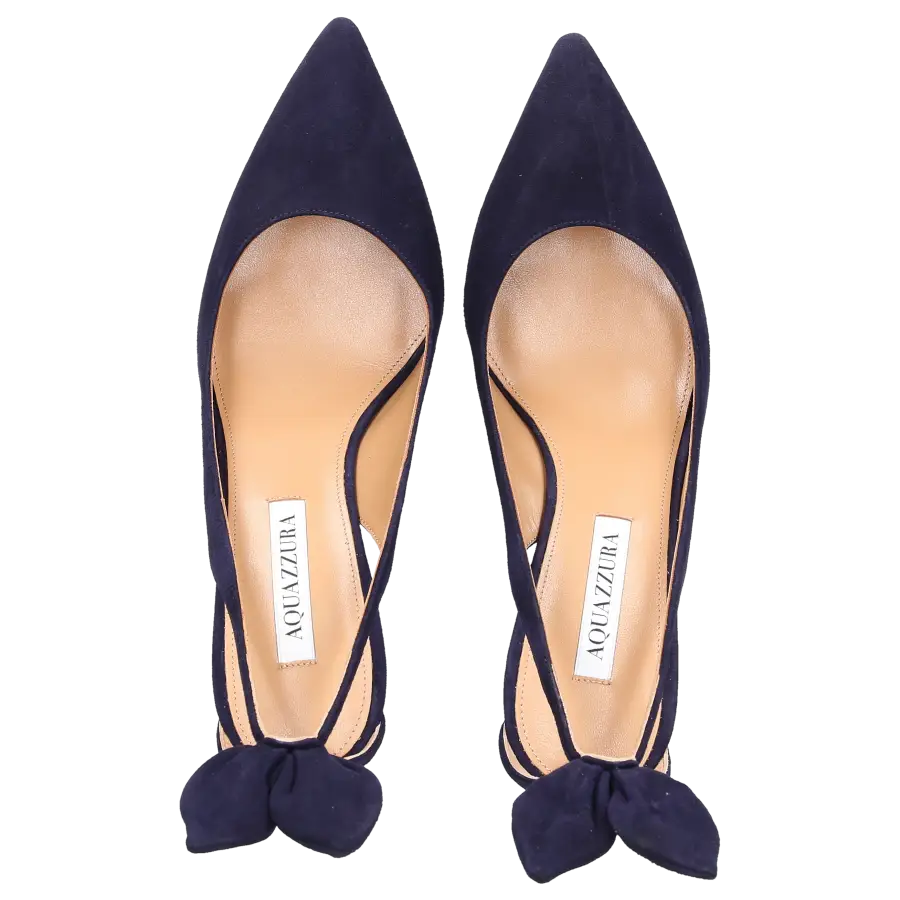 Aquazzura - Pumps BOW TIE 85 Veloursleder - blau