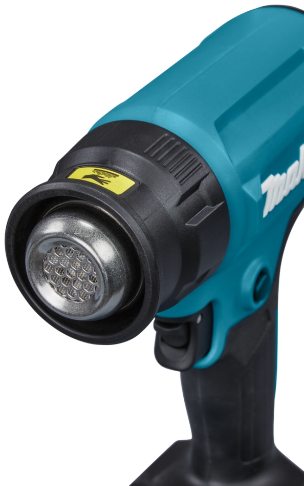 Pistola de aire caliente Makita DHG181ZK de 18 V (baterías y cargador no incluidos) en estuche de plástico.