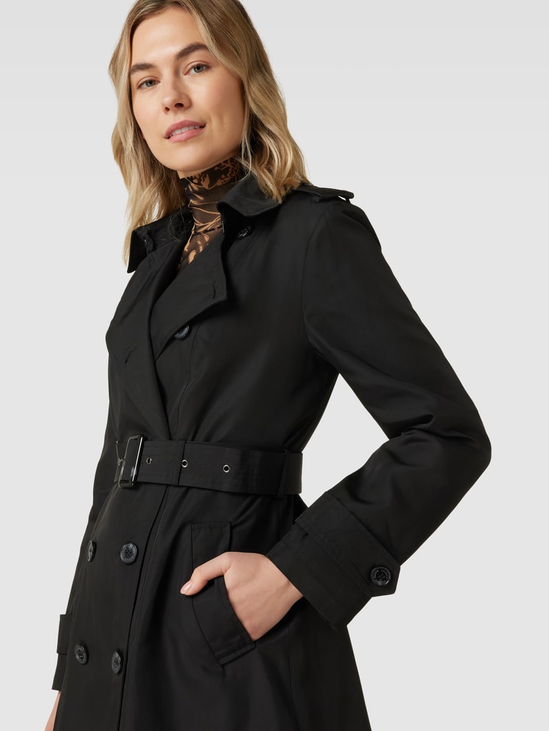 Mantel mit Taillengürtel in black