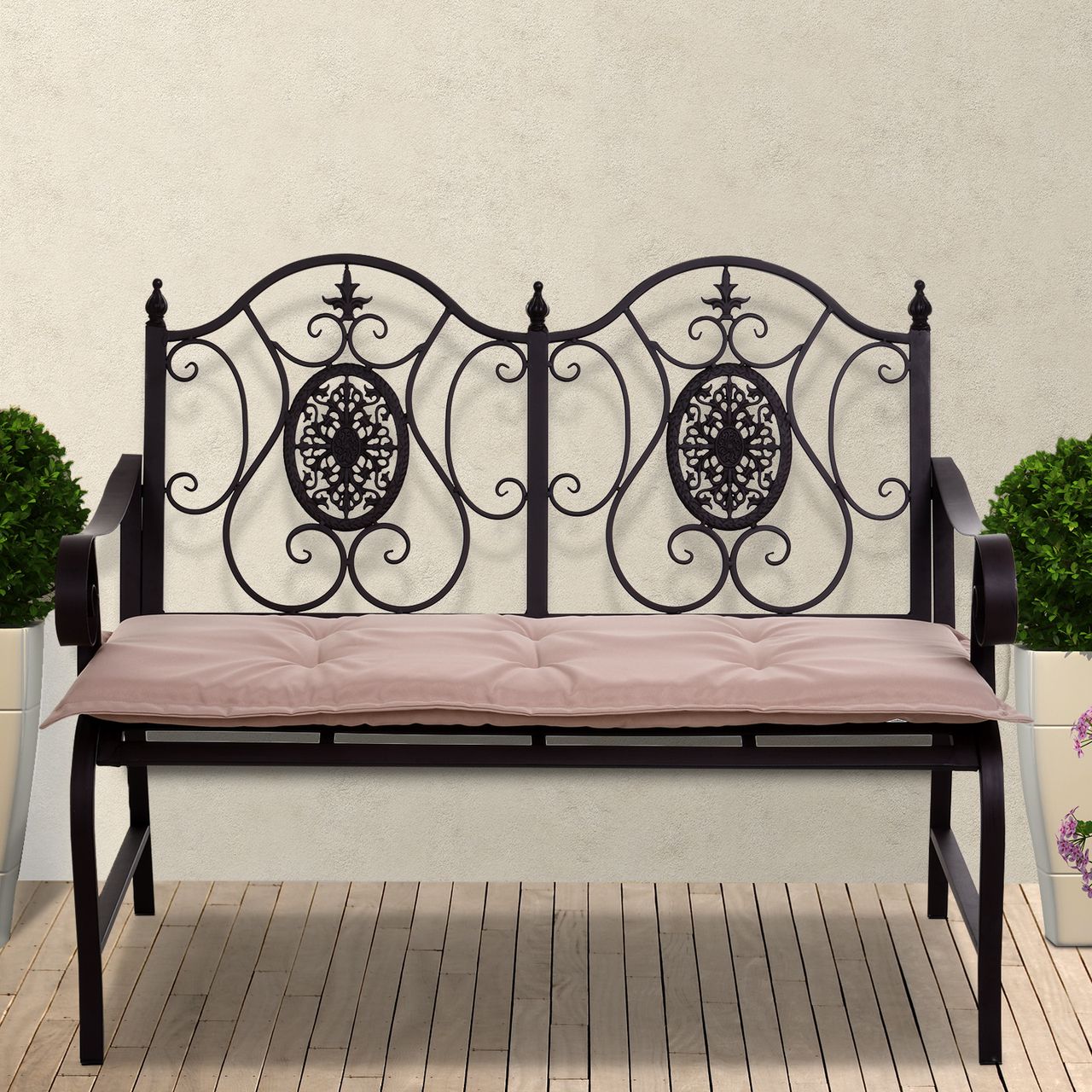 Outsunny Bankauflage 2er Set Bankkissen Sitzkissen Polster Polyester Beige