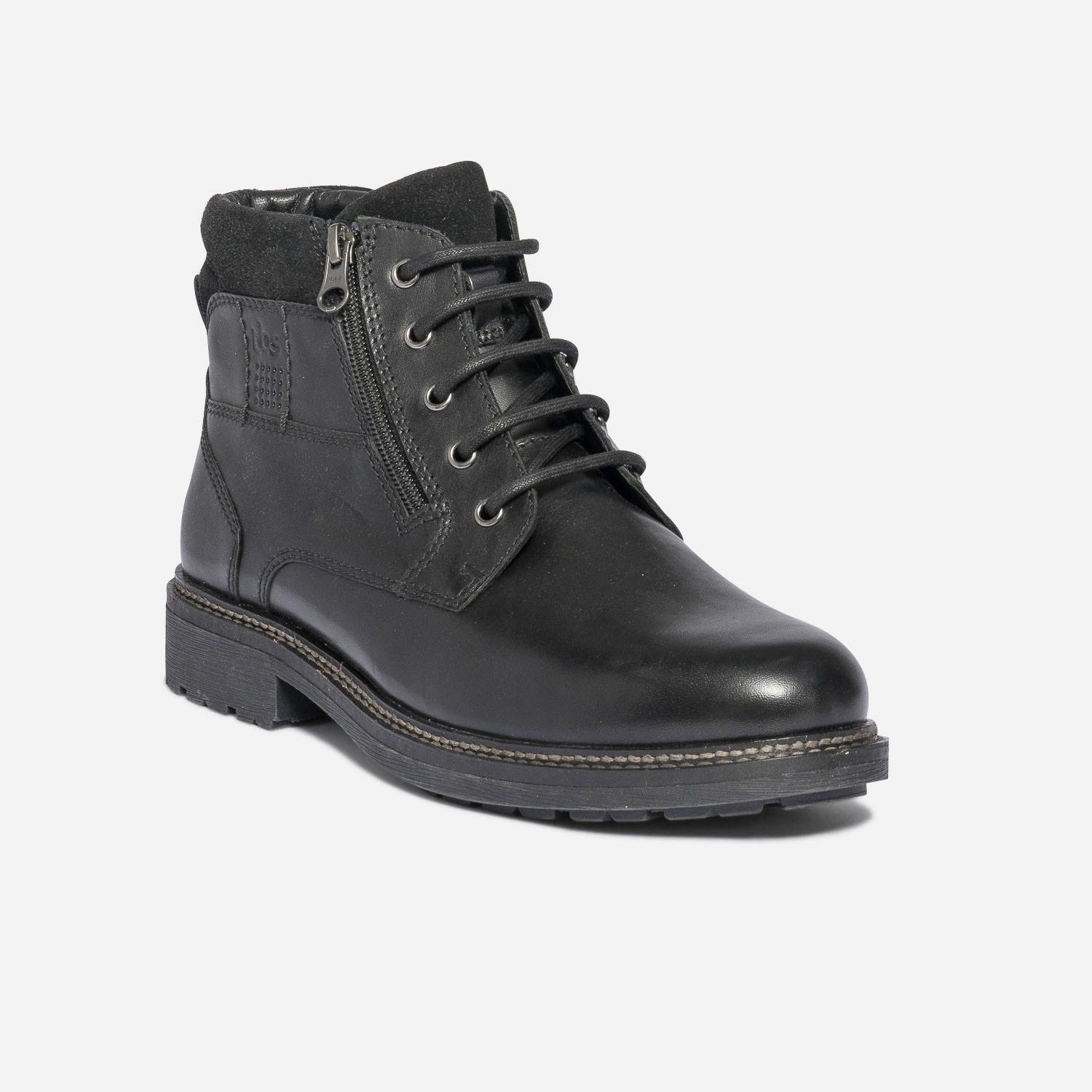 Boots à lacet TBS noir en cuir