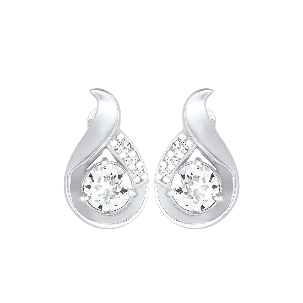 Elli Elli Boucles d'Oreilles Femme Motif de Chute Glamour avec Cristaux en Argent Ster Boucles d'oreilles