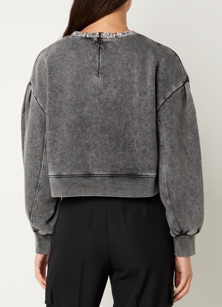 Maglione corto Sandro con motivo mélange e strass