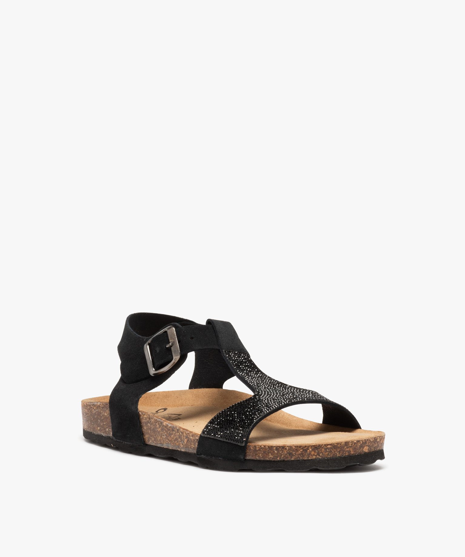 Sandales salomés à bride strass femme noir | GEMO