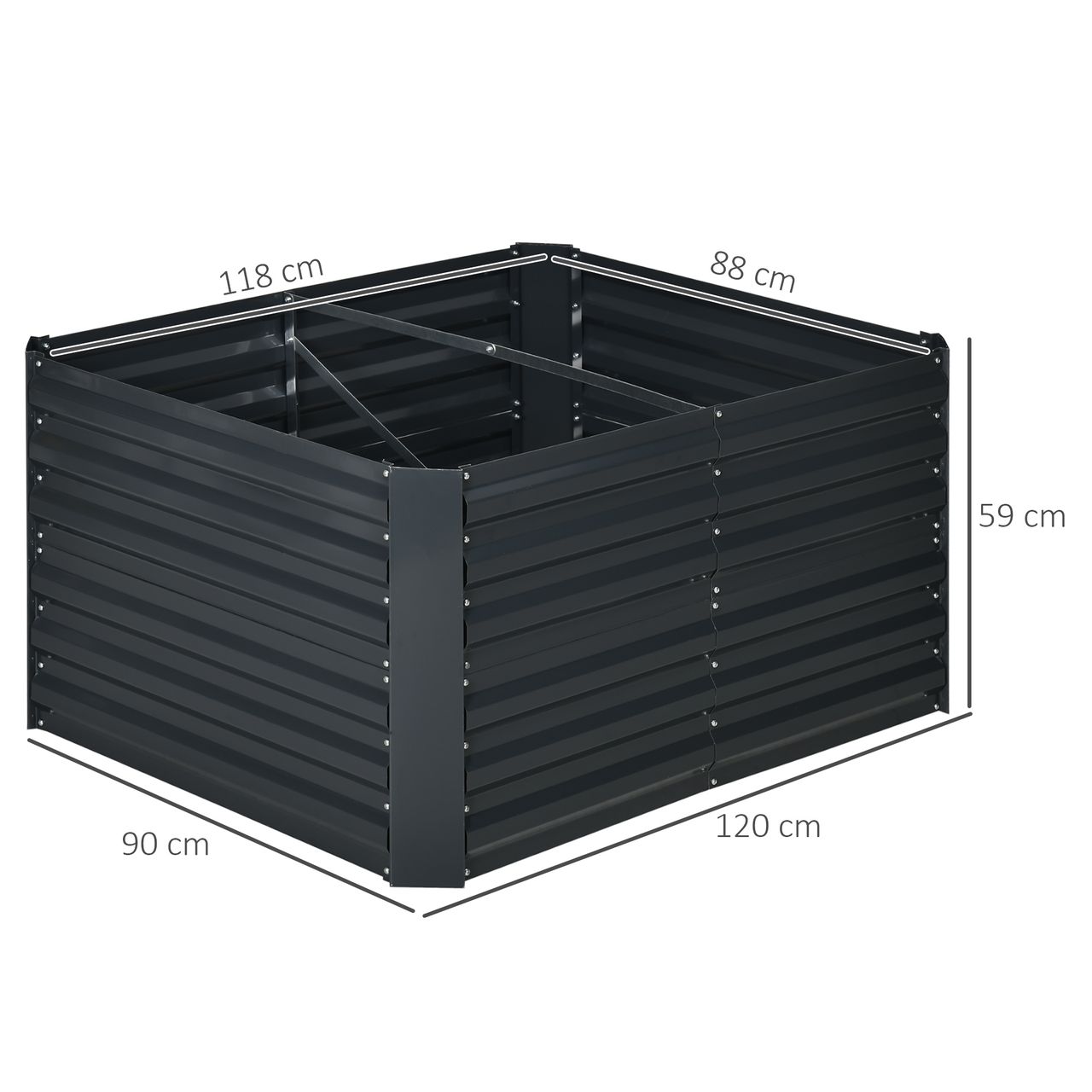 Outsunny 3-teiliges Set Pflanzkasten mit Stützgitter Gartenbeet für Garten Stahl Grau