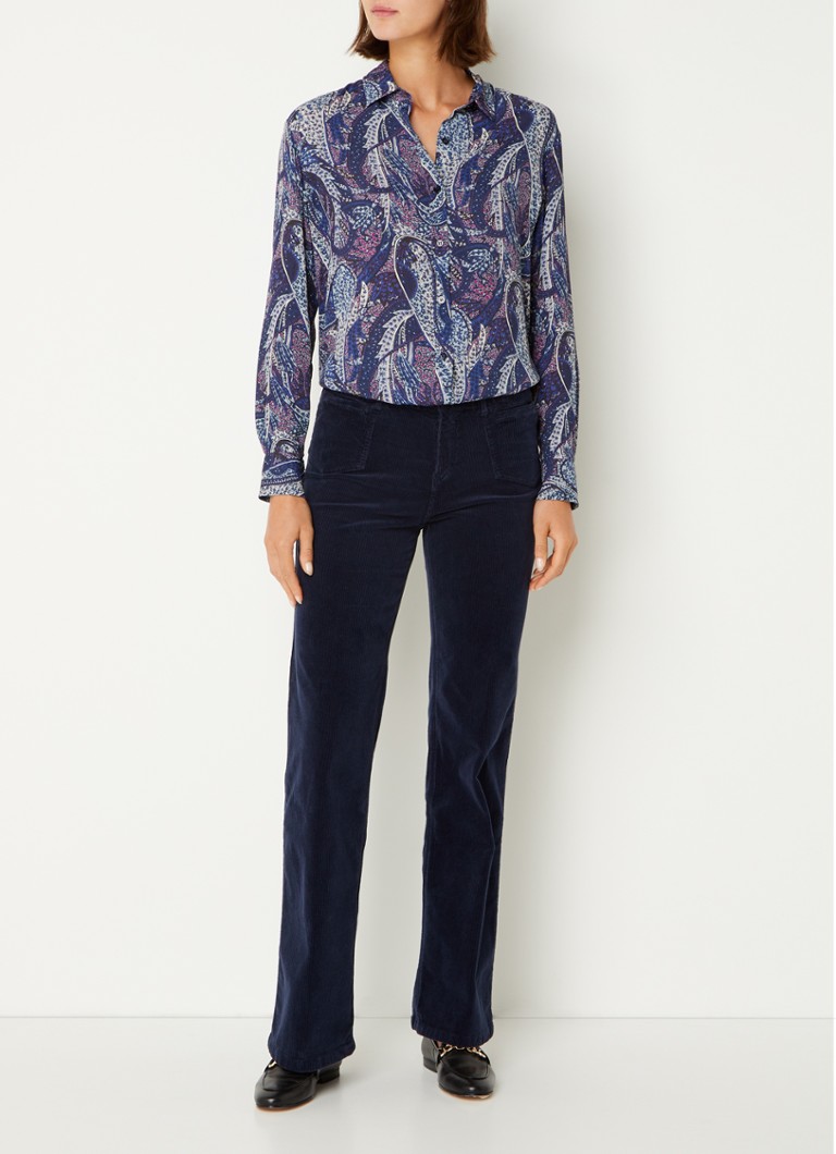 Pantaloni chino a vita alta e gamba svasata in velluto a coste di Gerard Darel Elvy.