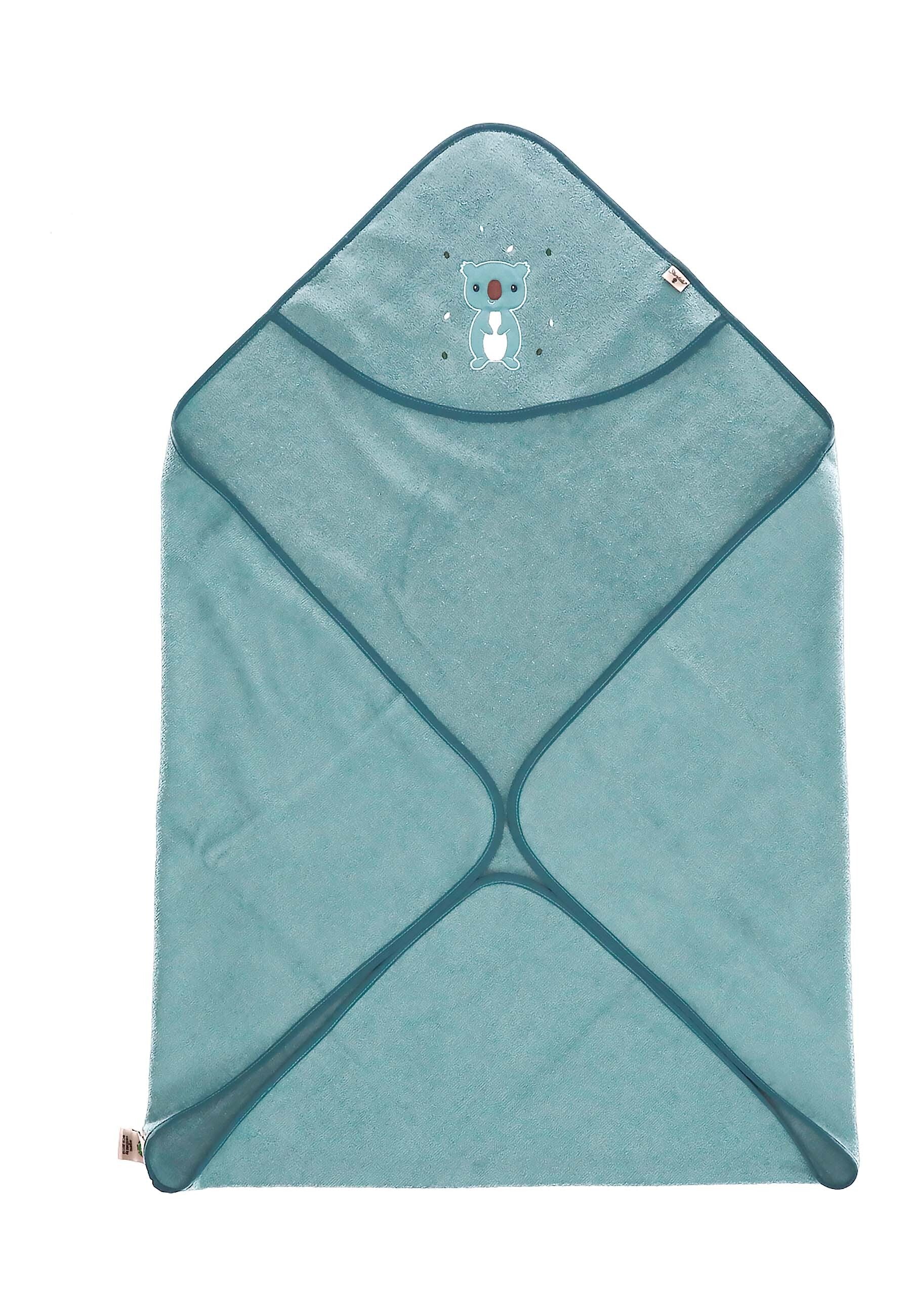 GOTS Badetuch 100x100 Koala Kalla uni in Blau mel.