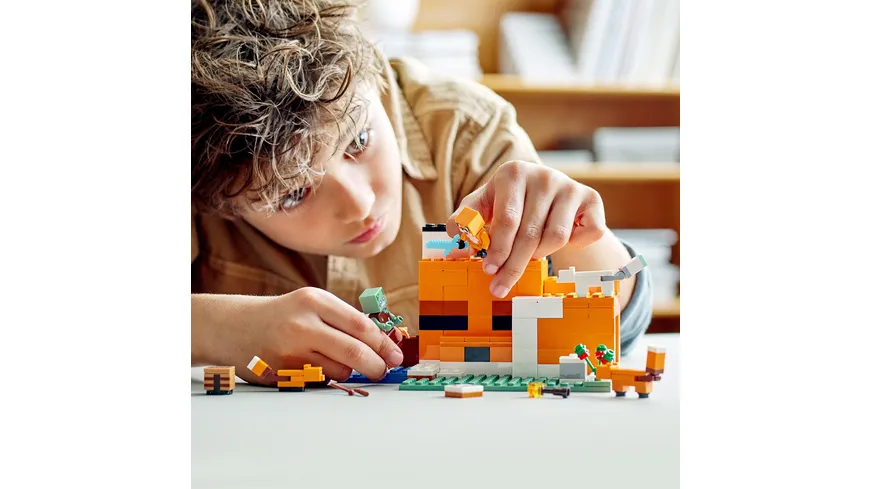 LEGO Minecraft 21178 Die Fuchs-Lodge, Spielzeug ab 8 Jahren mit Figuren