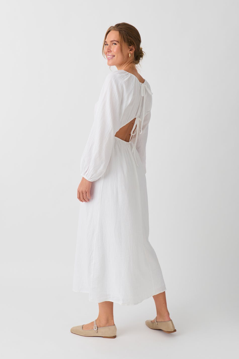 Open back maxi gauze dress