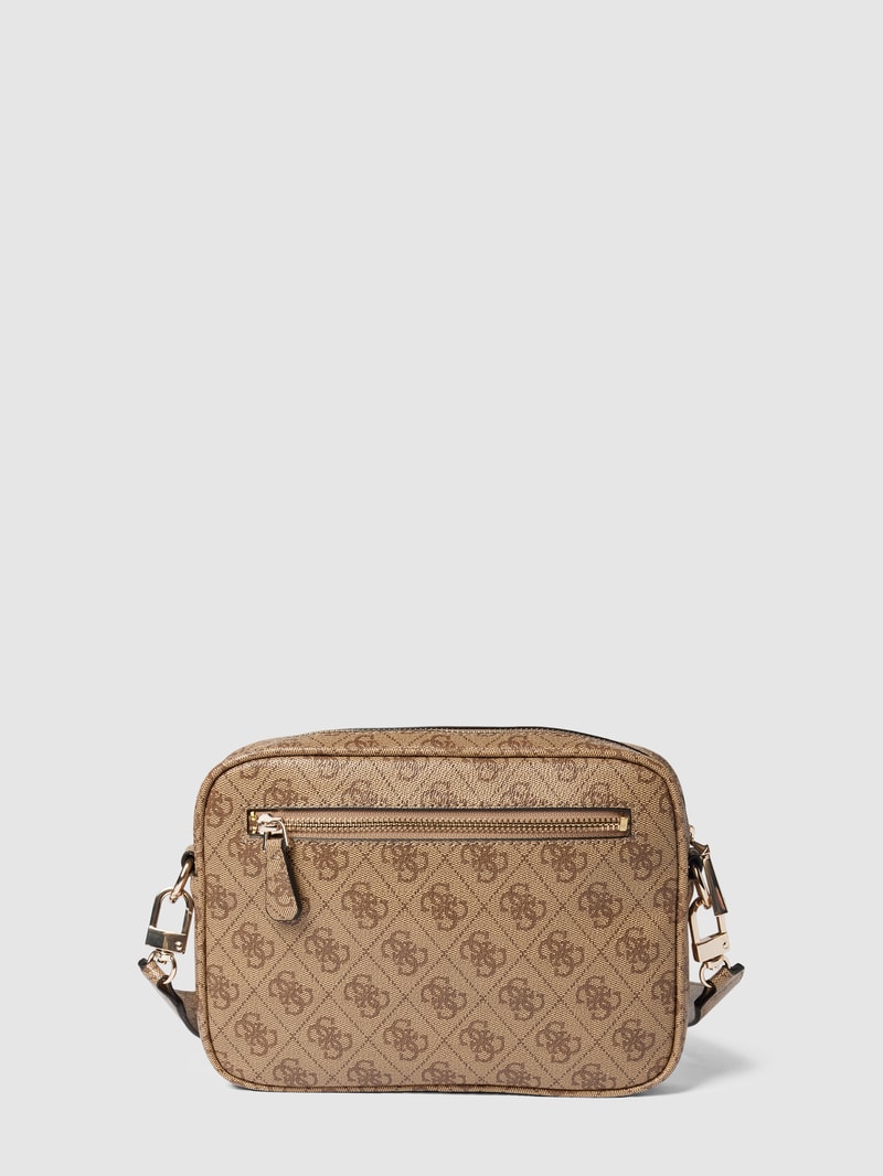 Camera Bag mit Allover-Logo Modell 'MERIDIAN' in hellbraun