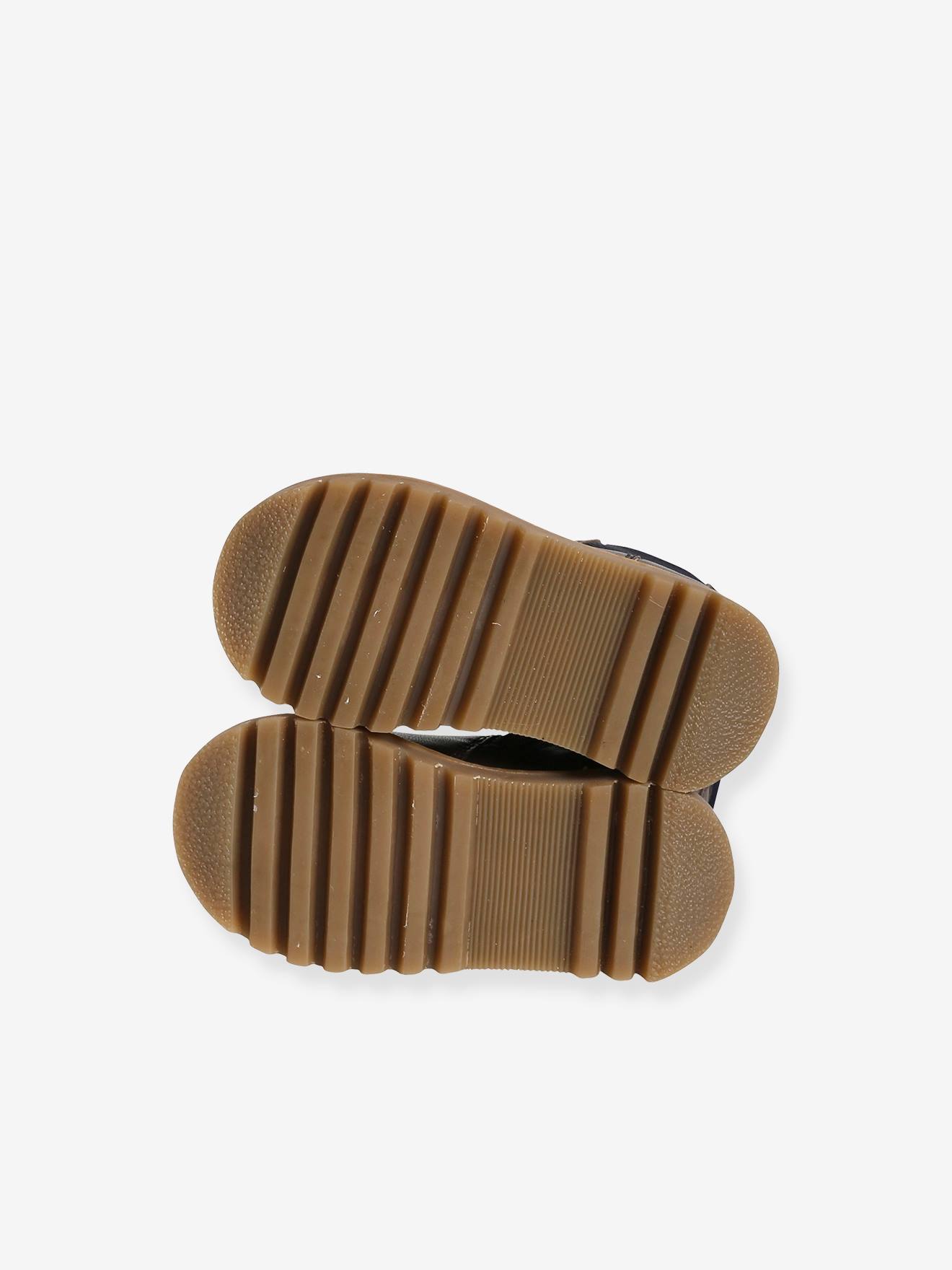 Boots cuir bébé mixte zippés et élastiqués chocolat