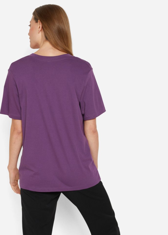 Weites Long-Shirt mit V-Ausschnitt, Kurzarm (5er Pack)