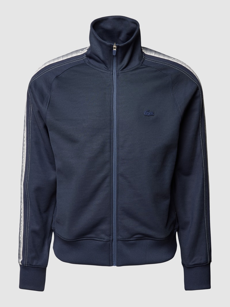 Sweatjacke mit Label-Patch Modell 'PIQUE' in dunkelblau