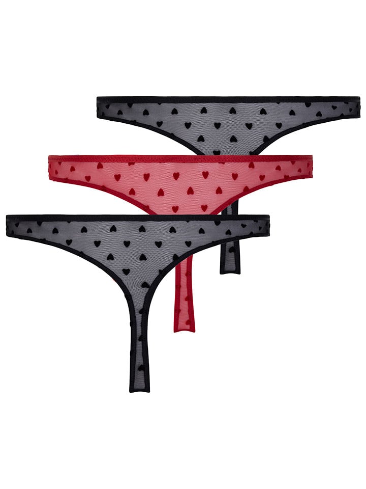 Hunkemöller 3er-Set: String in Schwarz/ Pink günstig kaufen