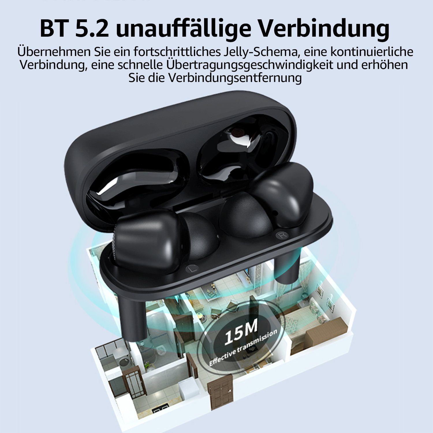 7Magic Wireless Earbuds IPX7 Ohrhörer Deep Bass wireless In-Ear-Kopfhörer (Sprachsteuerung, True Wireless, Siri, Voice Assistant, Bluetooth, ANC+ENC Rauschunterdrückung, Bluetooth 5.3)