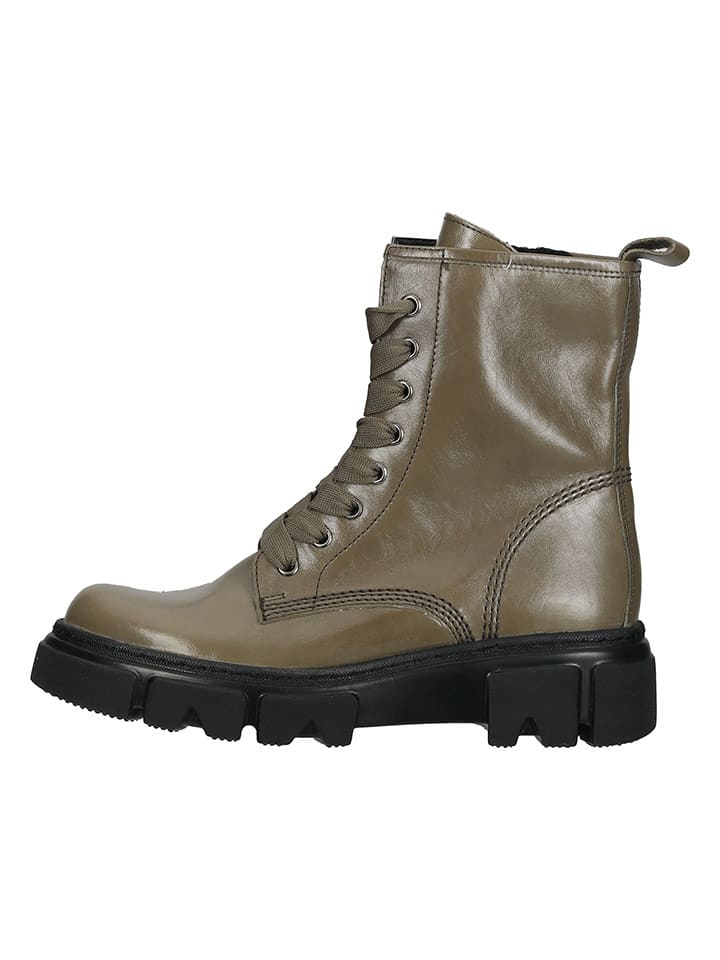Gabor Leder-Stiefeletten in Khaki günstig kaufen