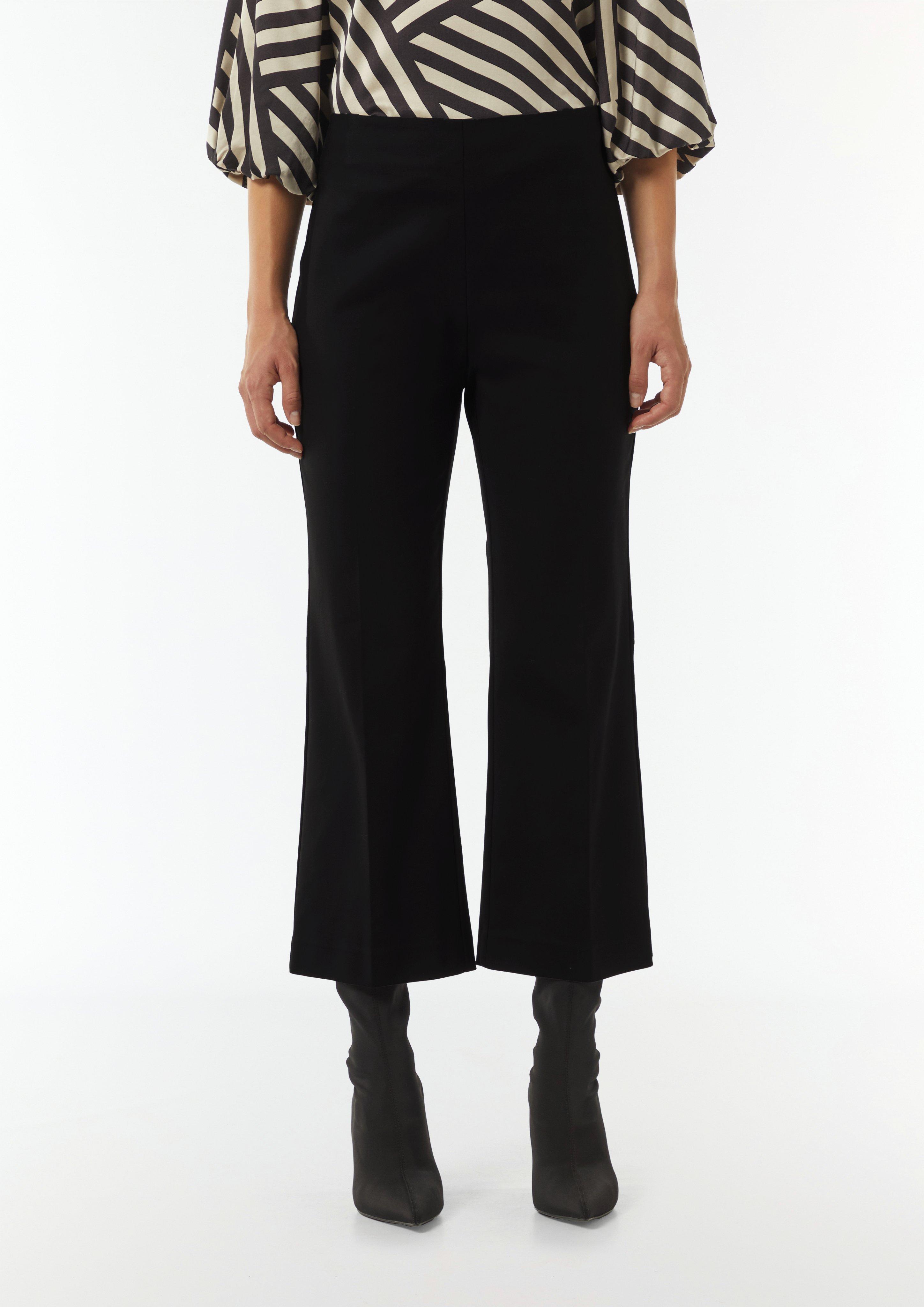 Verkürzte Flared-Leg-Hose aus Baumwollstretch - schwarz