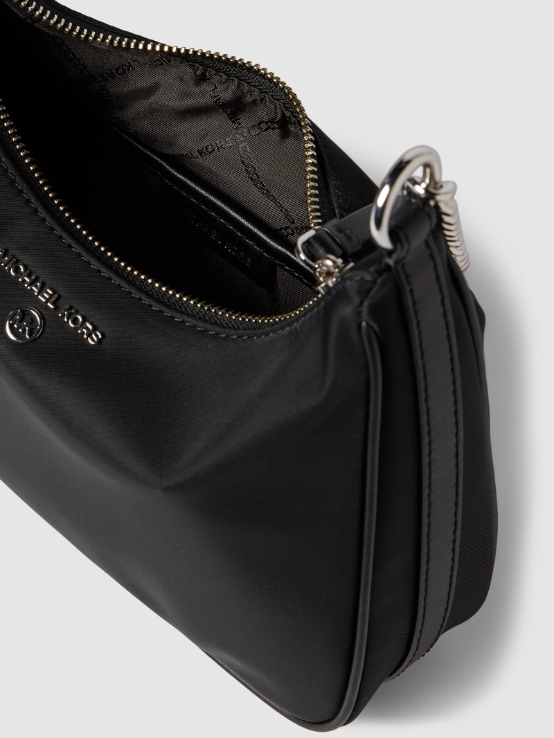 Schultertasche mit Label-Applikation Modell 'JET SET CHARM' in schwarz