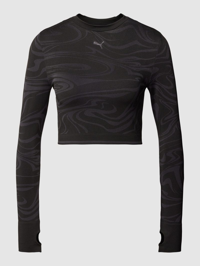 Crop Top mit Label-Detail in schwarz