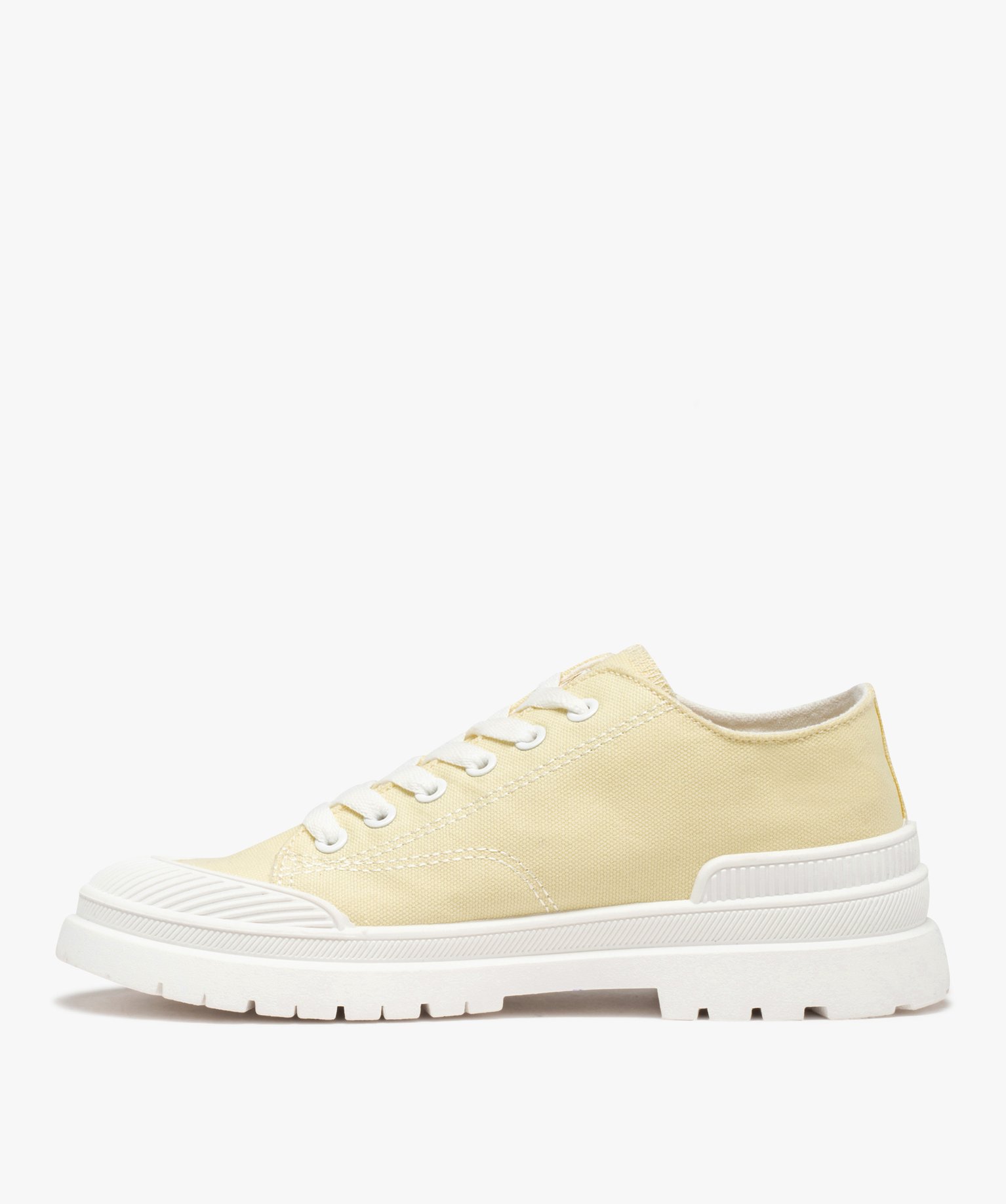 Baskets femme crantées en toile unie – Banana Moon jaune | GEMO