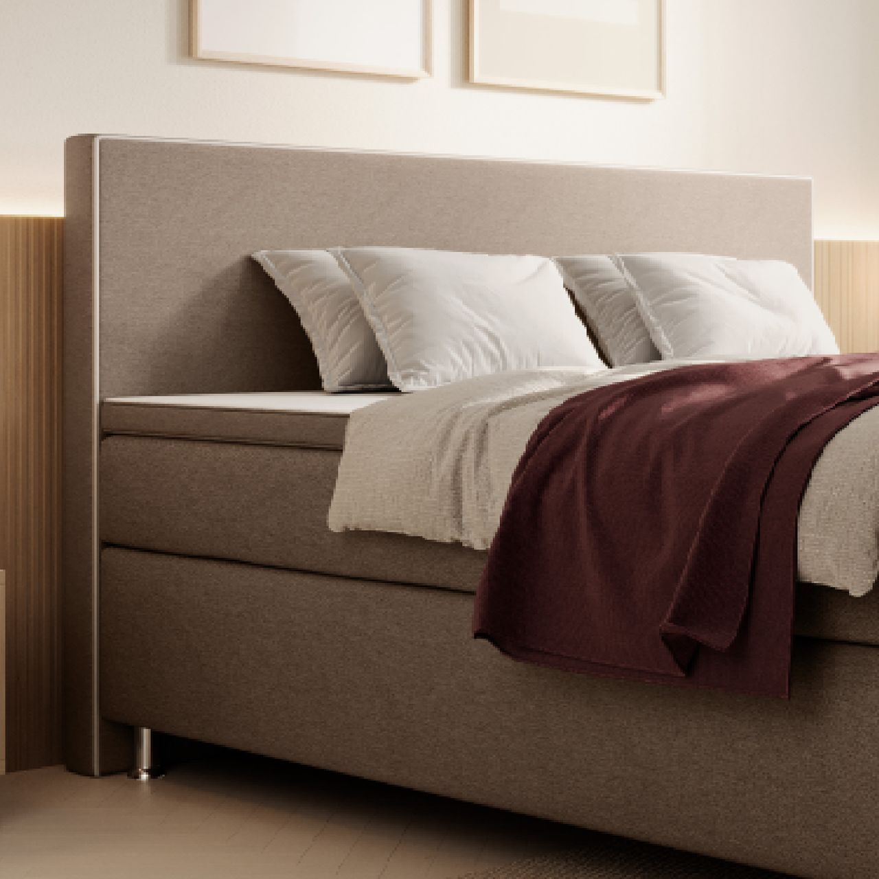 IHG Boxspringbett Gent 140x200 cm Webstoff Silbergrau