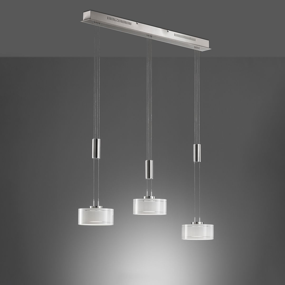 Fischer & Honsel 3-flg LED Pendelleuchte Lavin Nickel Matt