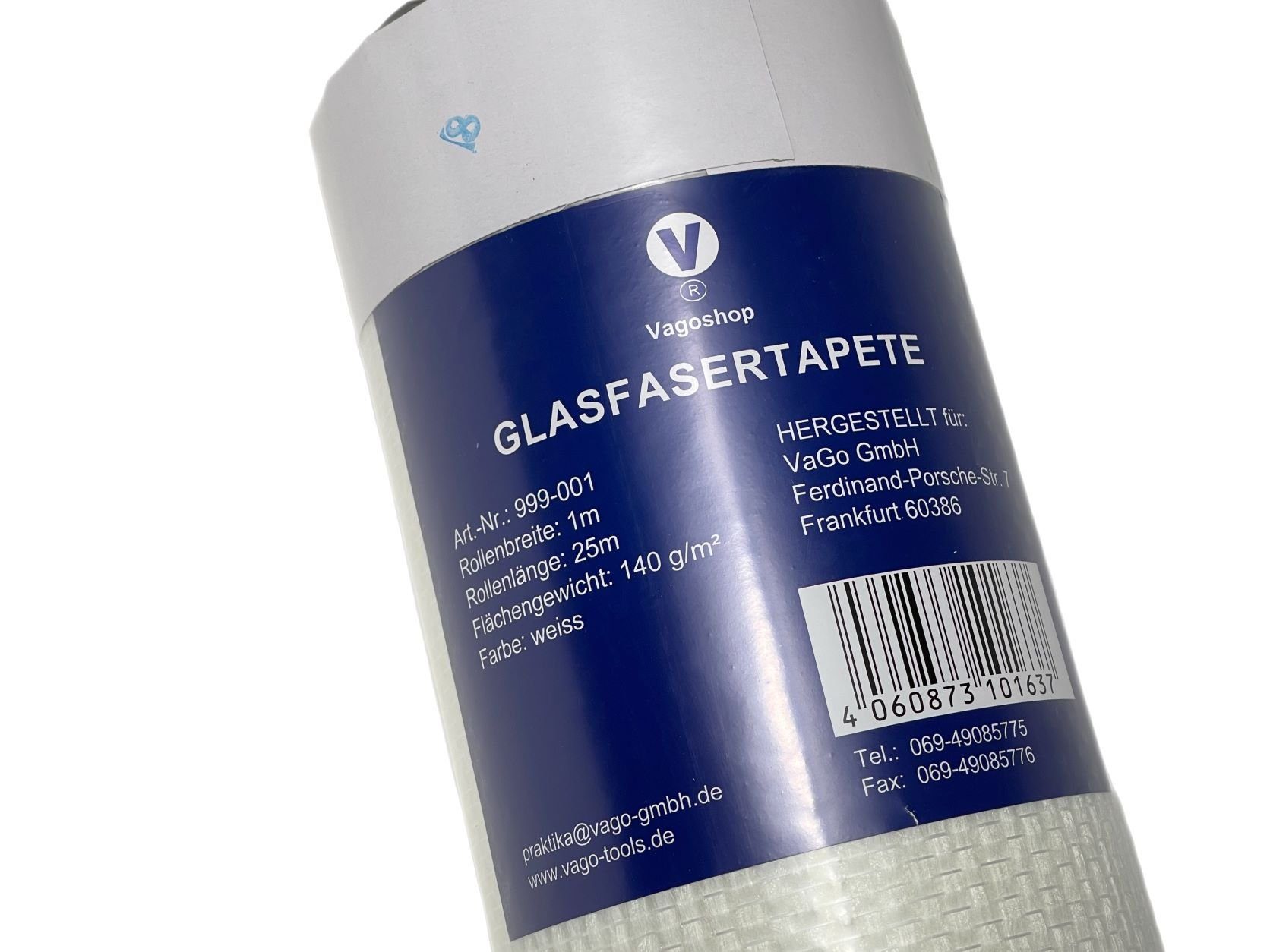 VaGo-Tools Vliestapete Glasfasertapete Doppelkette grob Glasgewebe 25m², gemustert