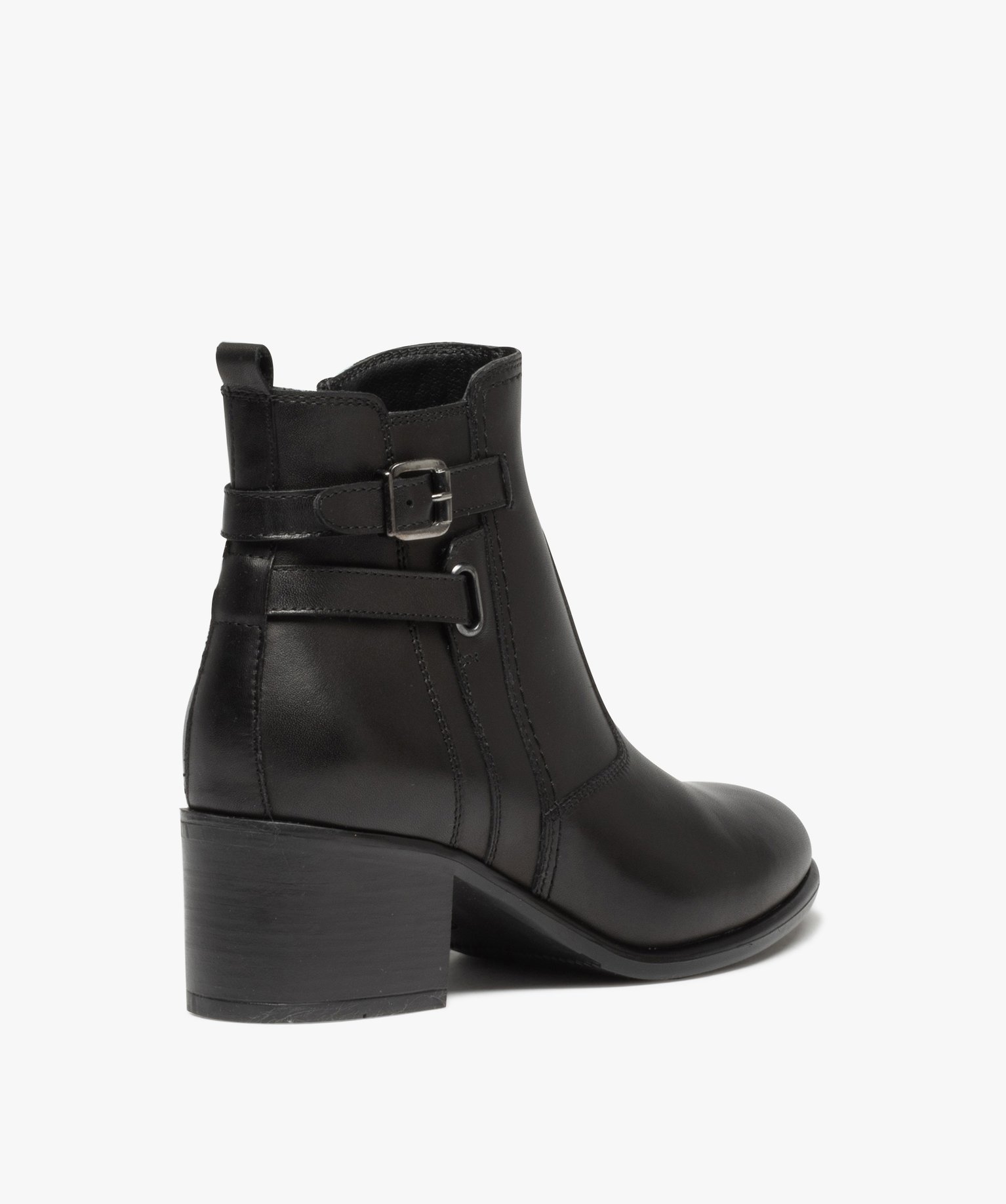 Boots à talon dessus cuir et brides femme - Tanéo noir | GEMO