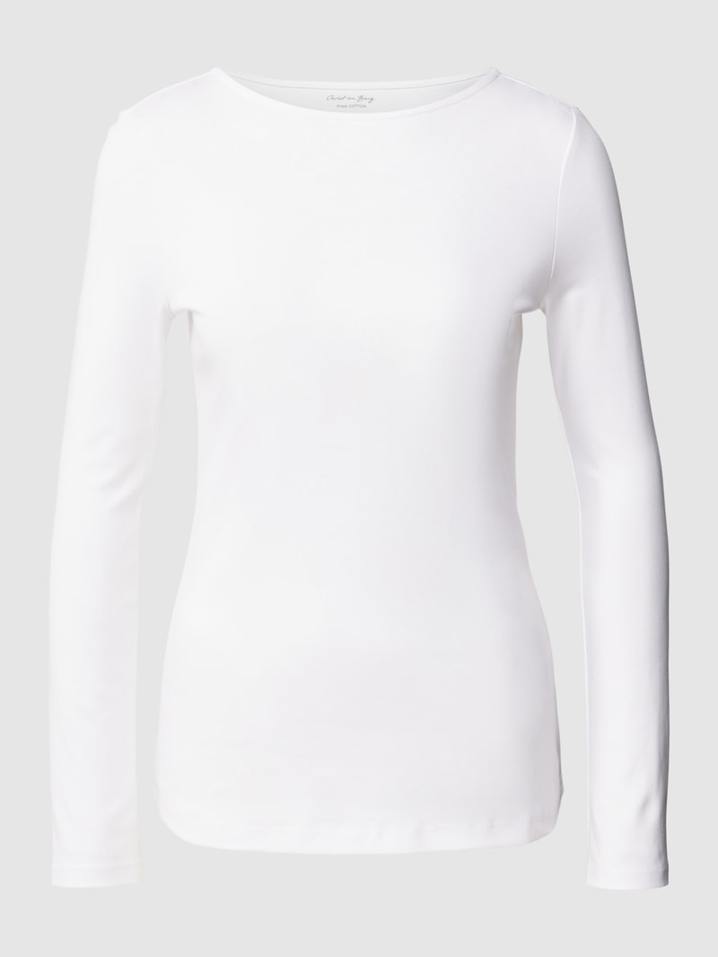 Longsleeve mit U-Boot-Ausschnitt in weiß