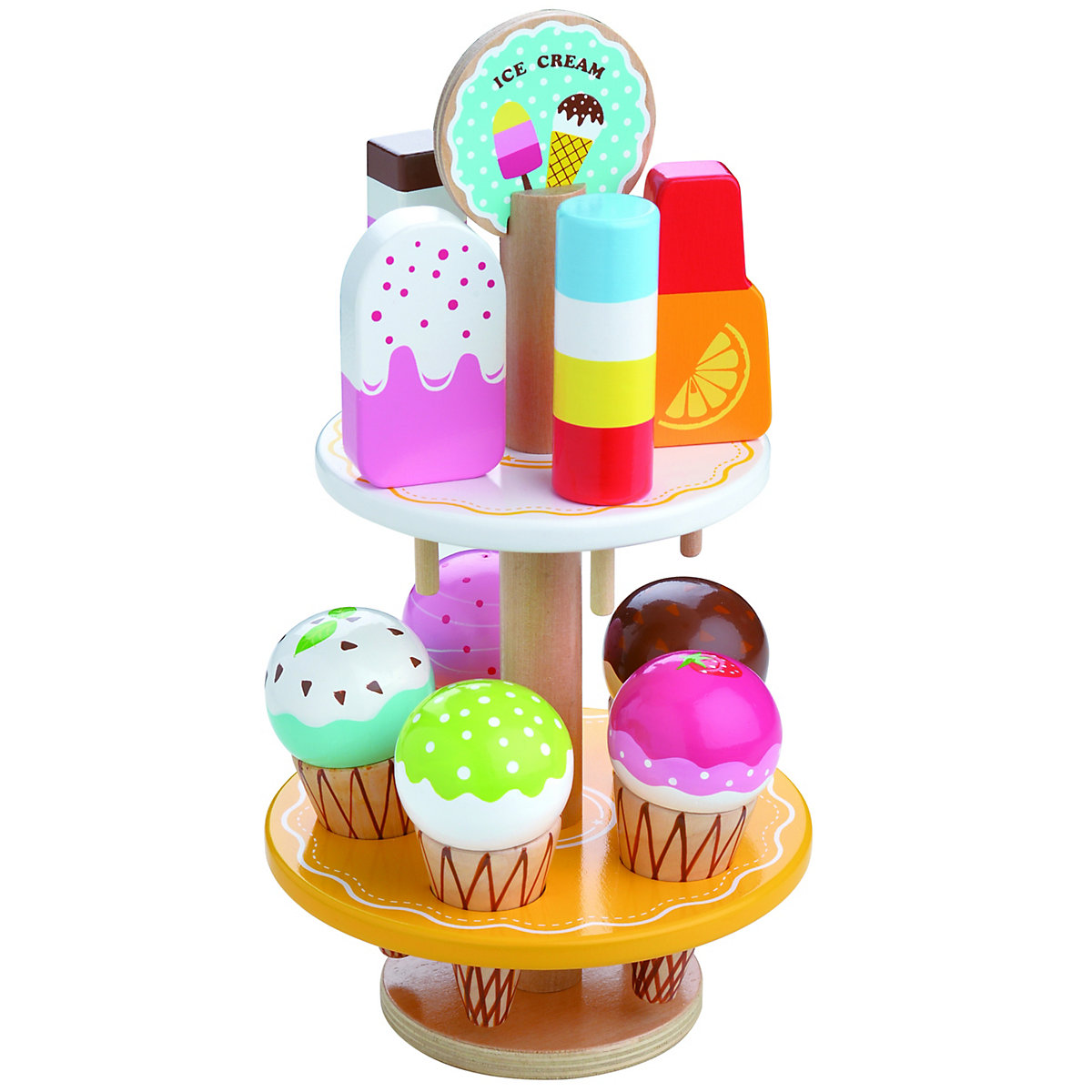 Holzspielzeug Eis und Eiscremeständer