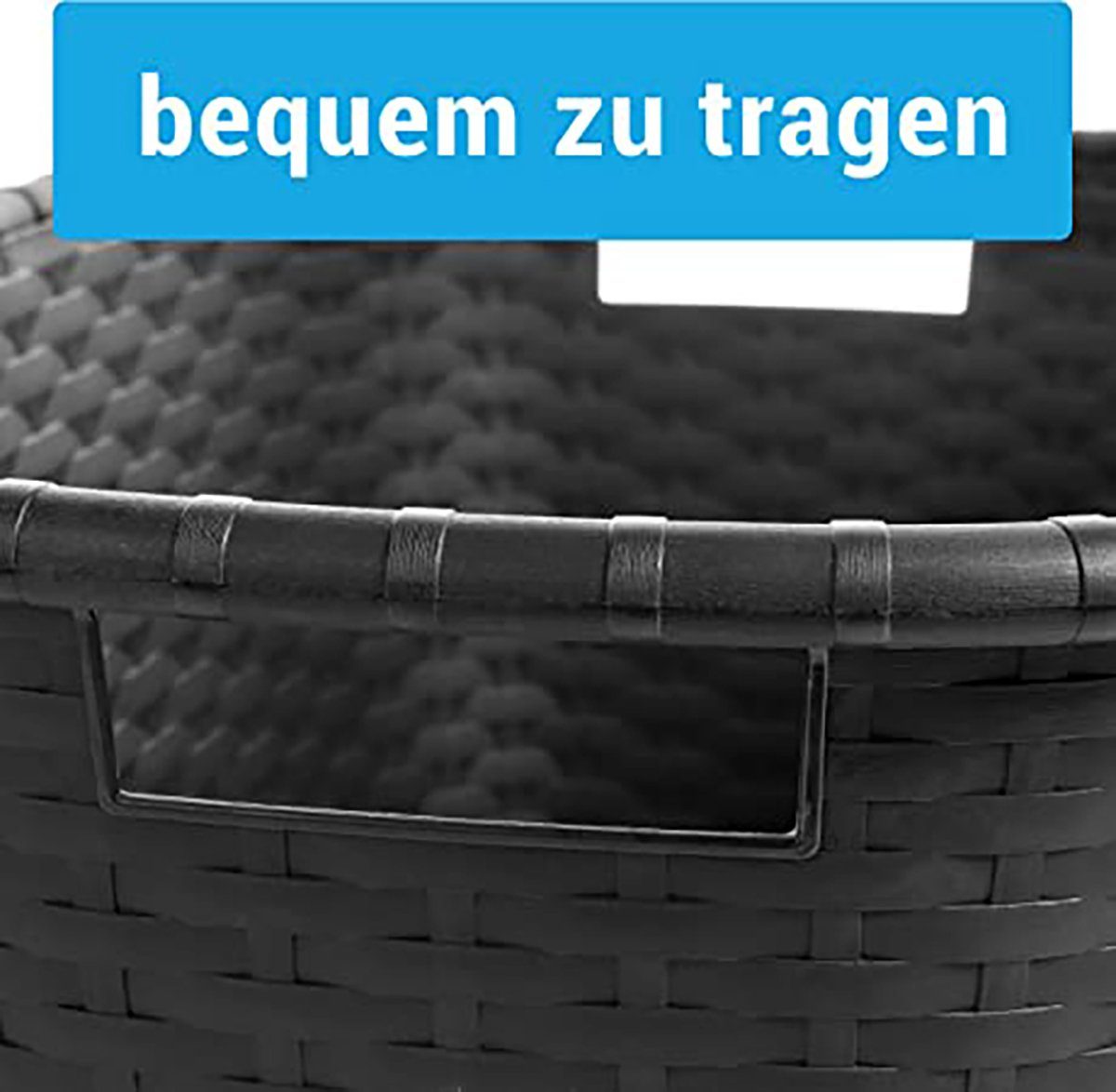 Centi Wäschekorb Wäschesammler, Wäschewanne in Flechtoptik, (Set, 2 St., H25 cm x L60 cm x T40 cm), extra stabil, 35L, Farbe: anthrazit, Made in EU