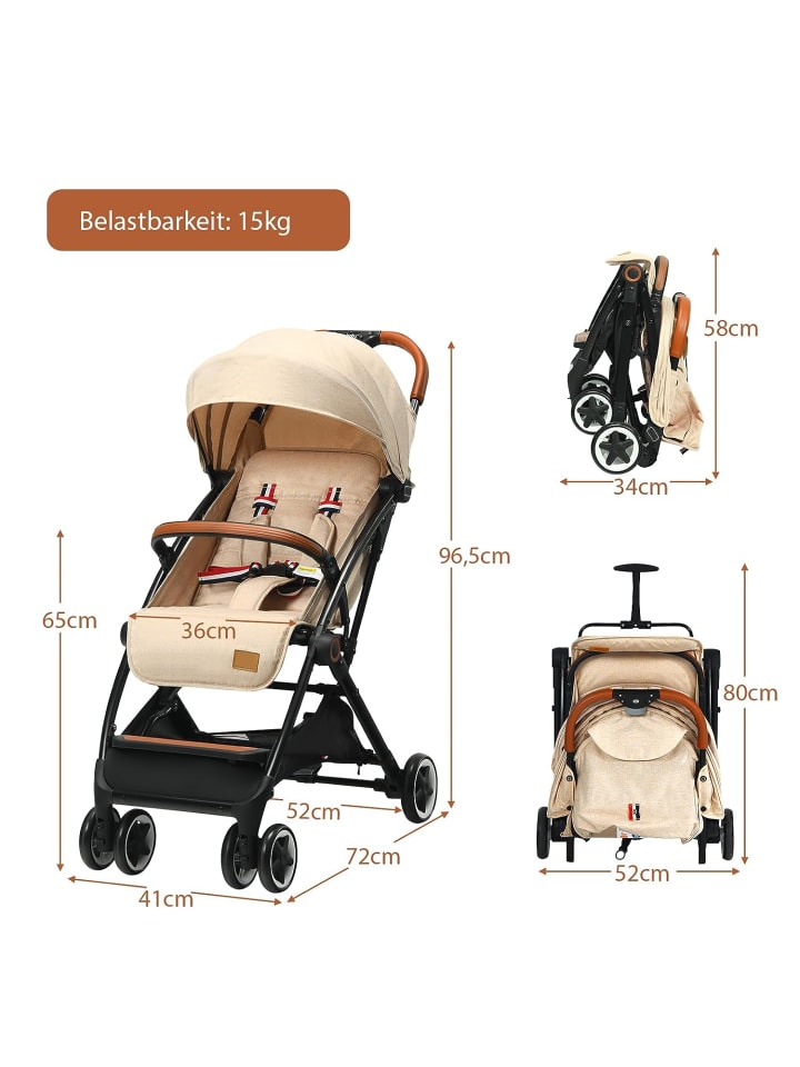 COSTWAY Kinderwagen in Beige günstig kaufen 70x40 cm