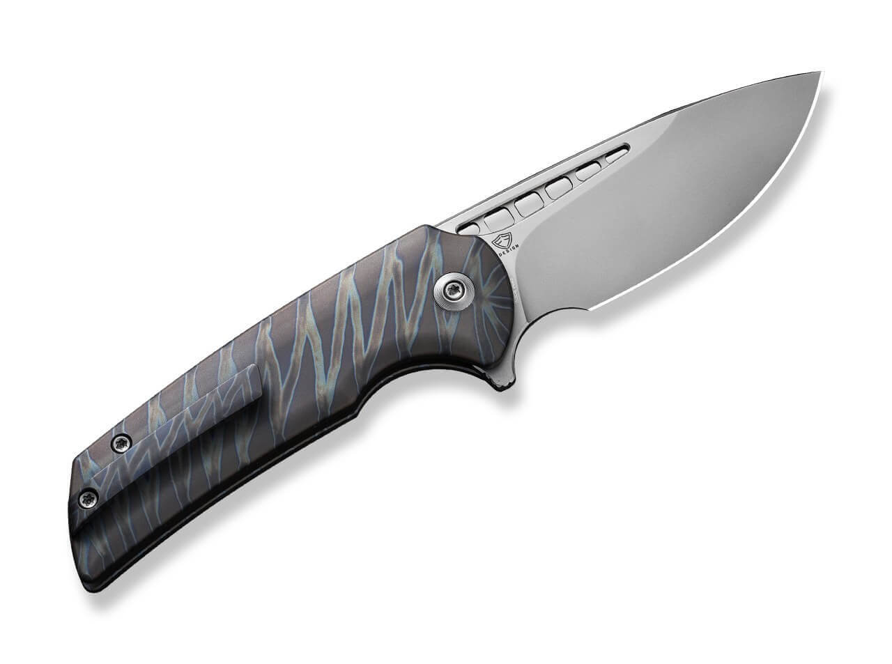 Mini Malice Button Lock Tiger Stripe Flamed Titanium