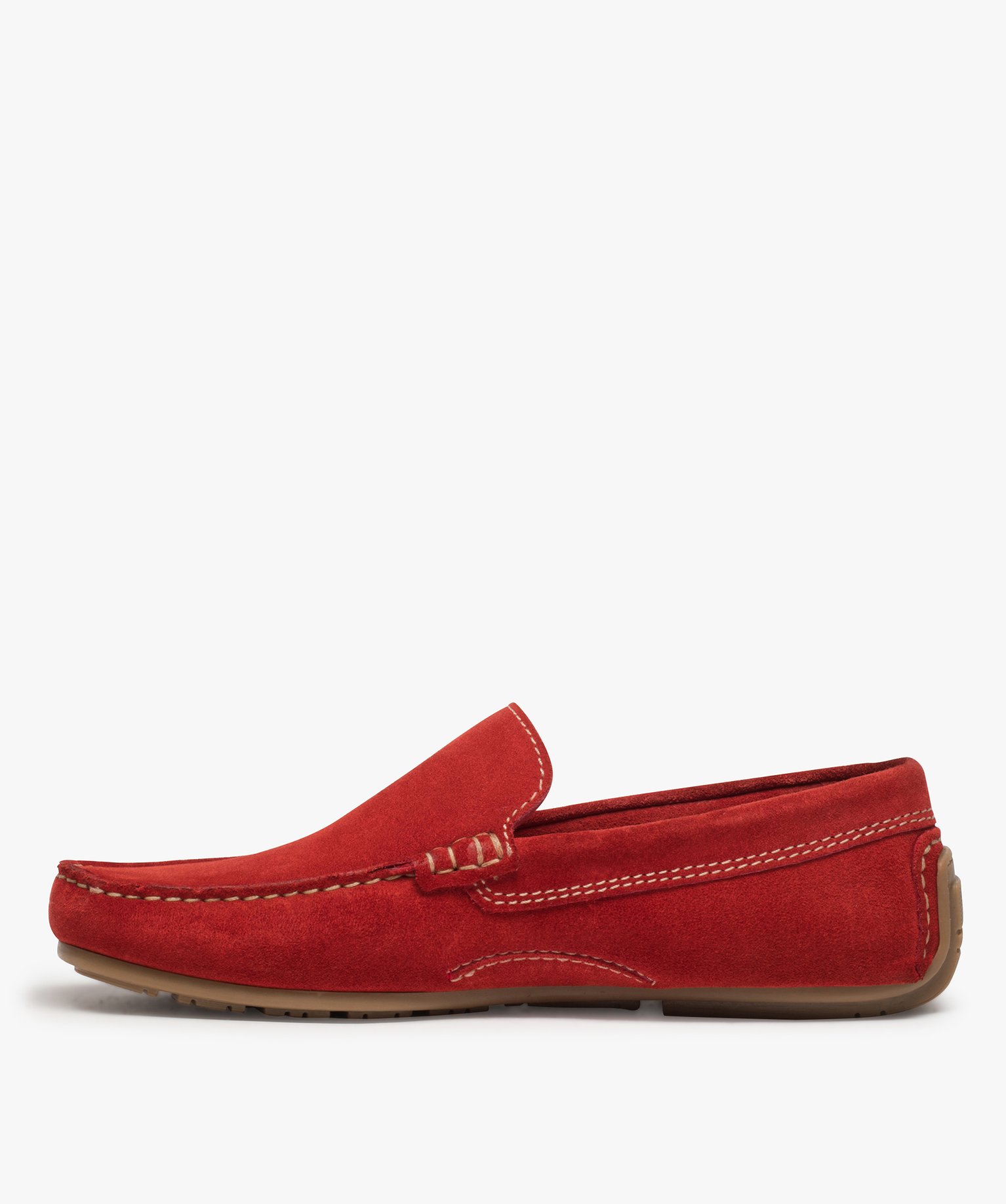 Mocassins homme unis dessus et intérieur cuir rouge | GEMO