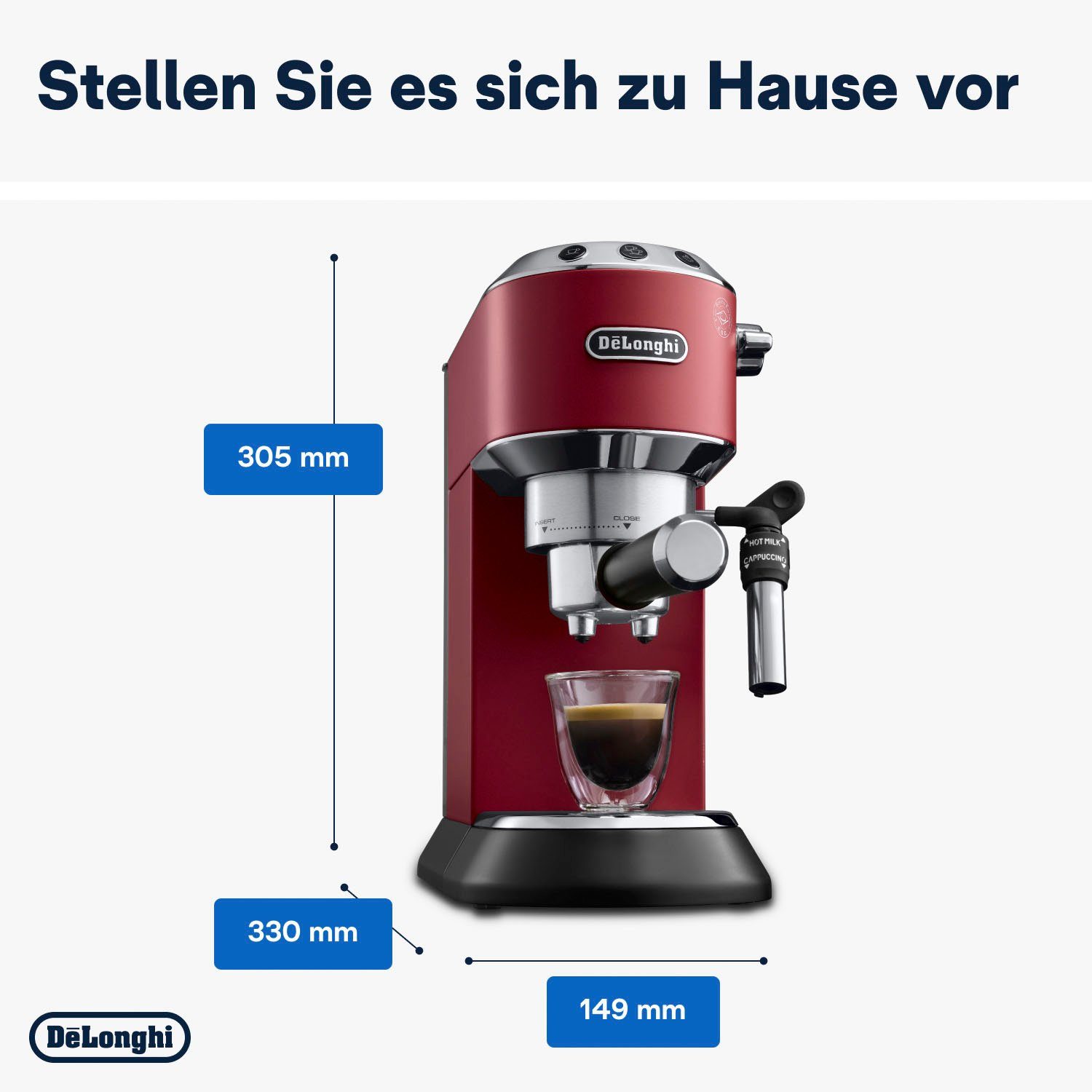 De'Longhi Siebträgermaschine Dedica Style EC 685.R, 1350 Watt, 15 Bar