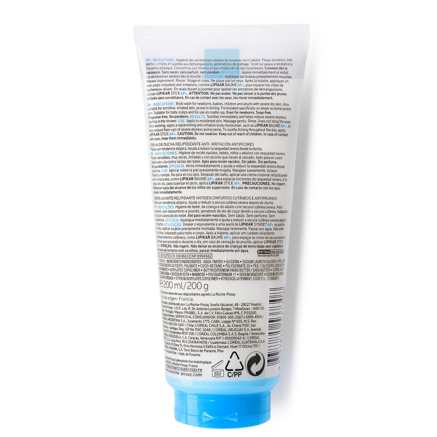 la roche-posay Lipikar Syndet AP+ Crème Lavante Relipidante, Anti-Irritations