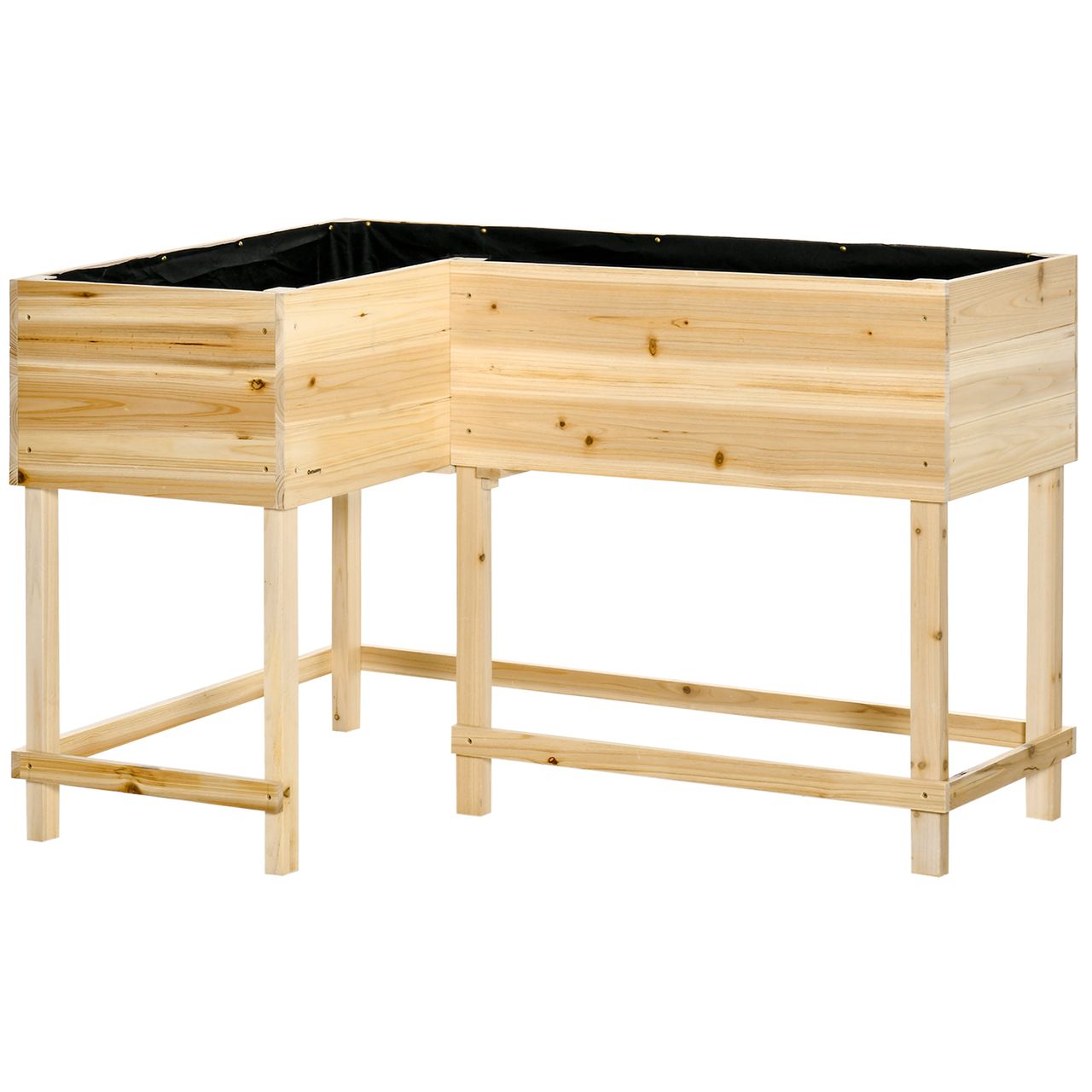 Outsunny Hochbeet Holz Pflanzkasten mit Bewässerungssystem Vliesstoff Blumenkasten Blumentopf Kräuterbeet Natur 121 x 91 x 81 cm