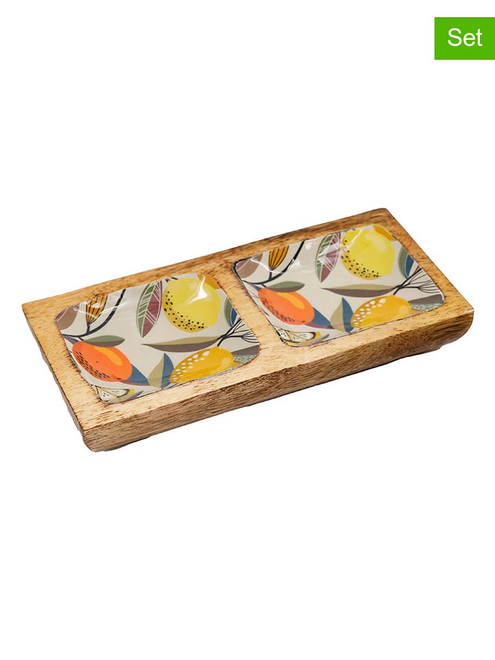 SiL Interiors 2er-Set: Servierplatten in Türkis/ Creme/ Hellbraun - (L)20 x (B)10 cm günstig kaufen onesize