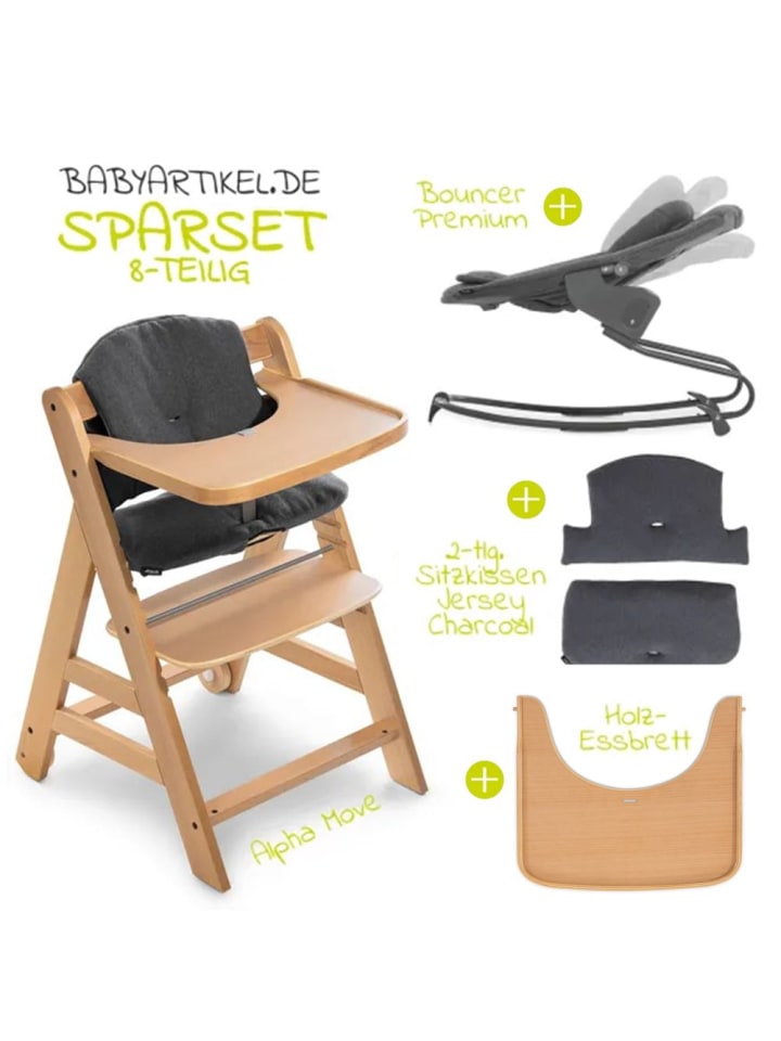 Hauck Alpha Move Natur 5-tlg. Newborn Set - Hochstuhl   2in1 in beige,grau günstig kaufen onesize