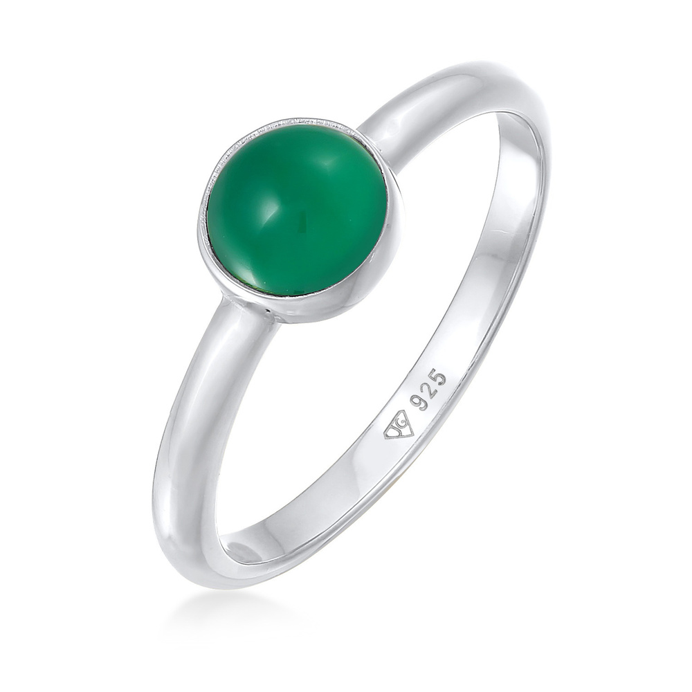 Elli PREMIUM Elli PREMIUM Bague Femmes Solitaire Basique Vert avec pierre précieuse Agate en A Bague