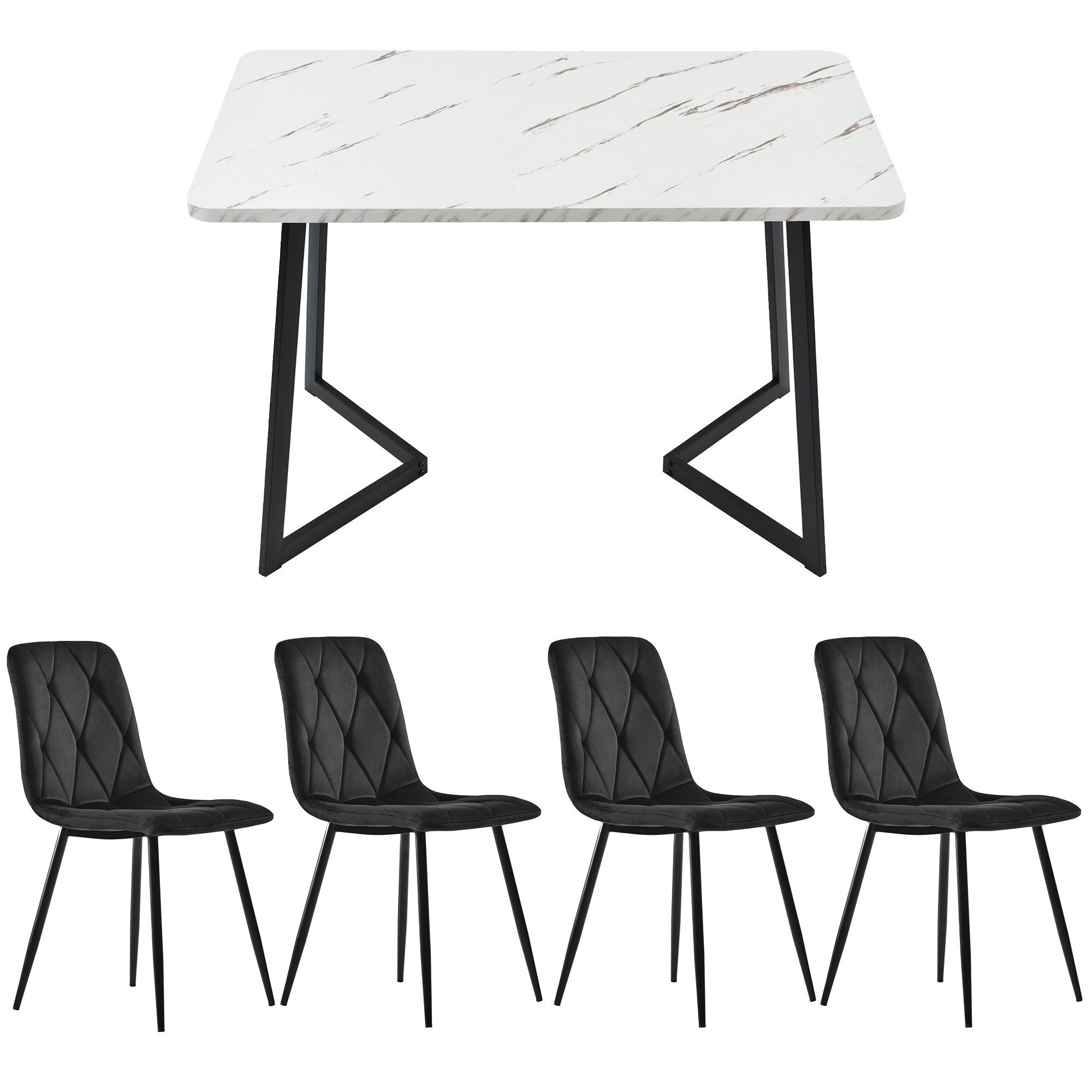 PFCTART Essgruppe 117×68cm Esstisch mit 4 Stühlen, Esstisch Moderner Küchentisch Set, (5-tlg)